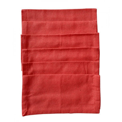 Roneclick Solid Cotton Napkins Sets (Dark Pink)