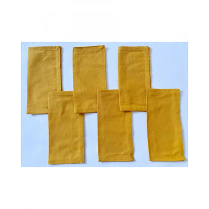 Roneclick Solid Cotton Napkins Sets (Yellow)