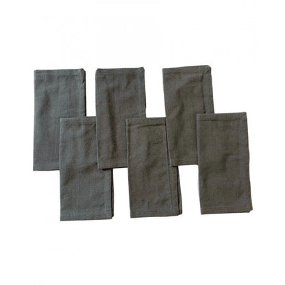 Roneclick Solid Cotton Napkins Sets (Grey)