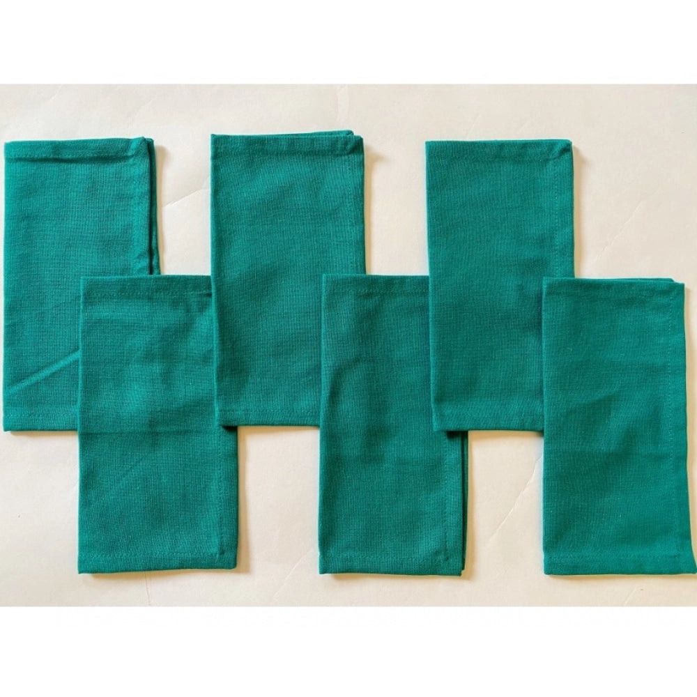 Roneclick Solid Cotton Napkins Sets (Green)