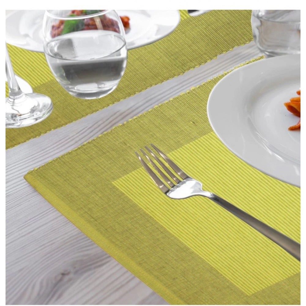 Roneclick Ribbed Cotton Place Mats Sets (Green)