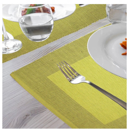 Roneclick Ribbed Cotton Place Mats Sets (Green)