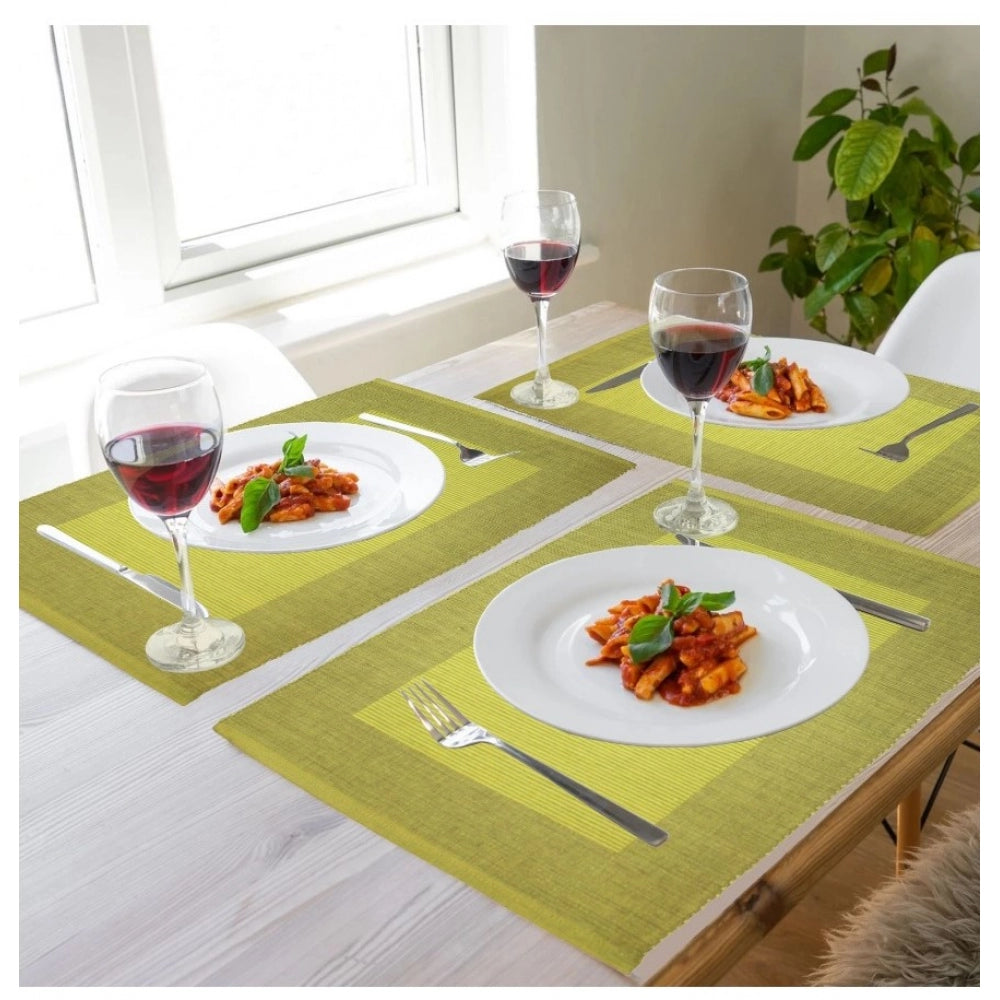 Roneclick Ribbed Cotton Place Mats Sets (Green)