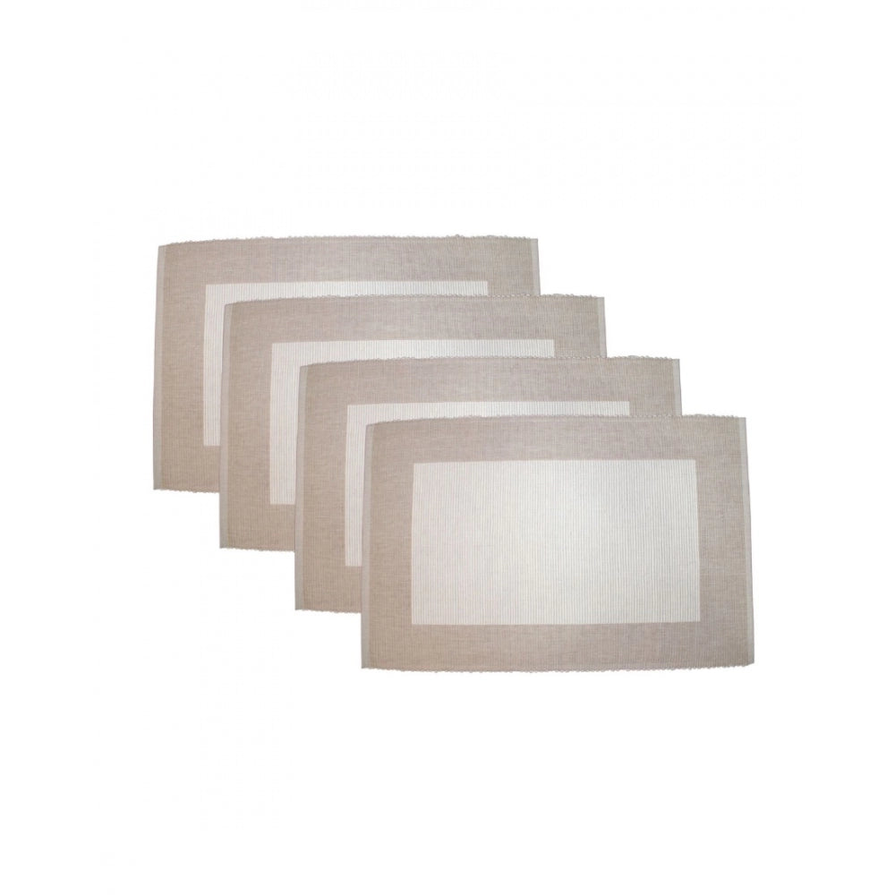 Roneclick Ribbed Cotton Place Mats Sets (Cream)