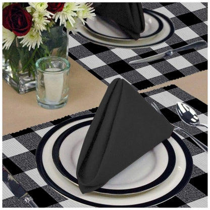 Roneclick Checked Cotton Place Mats Sets (Black)