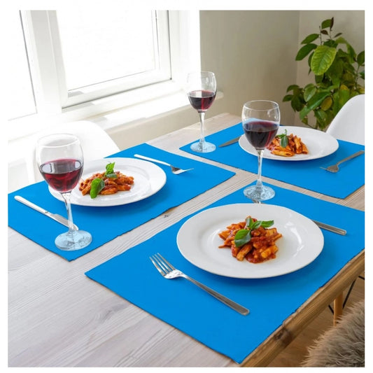 Roneclick Solid Cotton Place Mats Sets (Turquoise Blue)