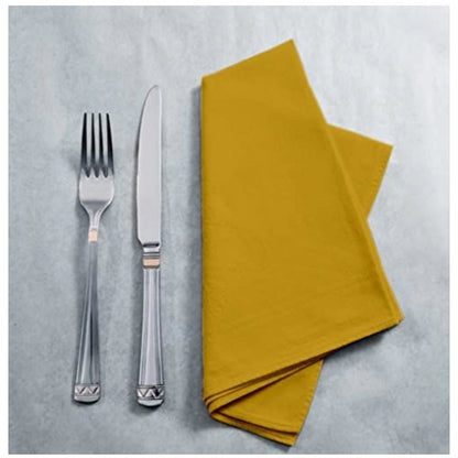 Roneclick Solid Cotton Napkins Sets (Mustard Yellow)