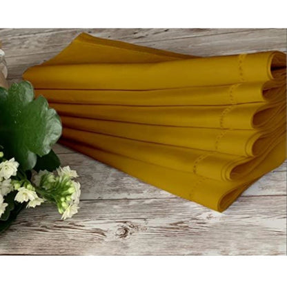 Roneclick Solid Cotton Napkins Sets (Mustard)