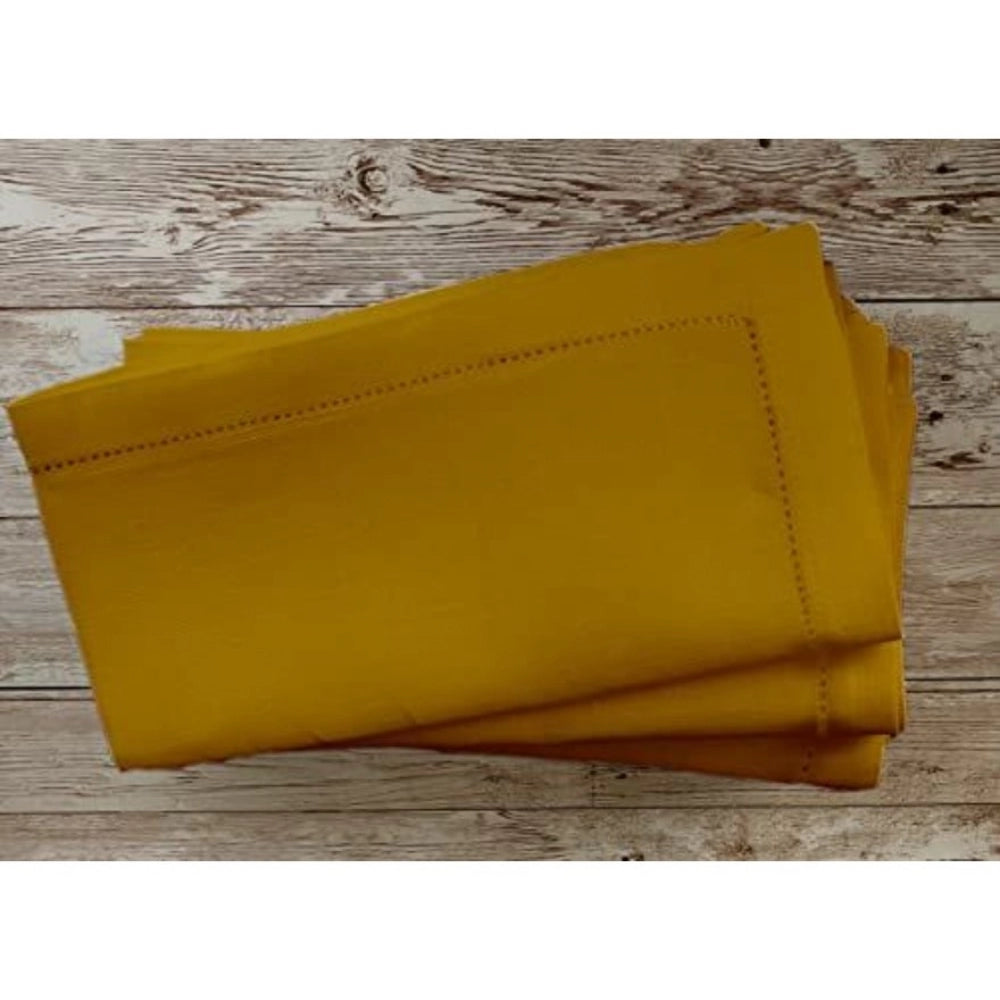 Roneclick Solid Cotton Napkins Sets (Mustard)