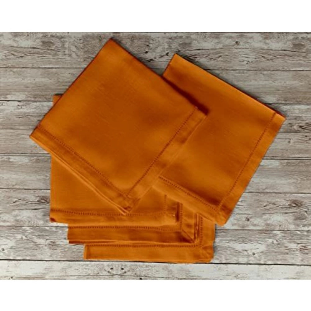 Roneclick Solid Cotton Napkins Sets ( Orange)