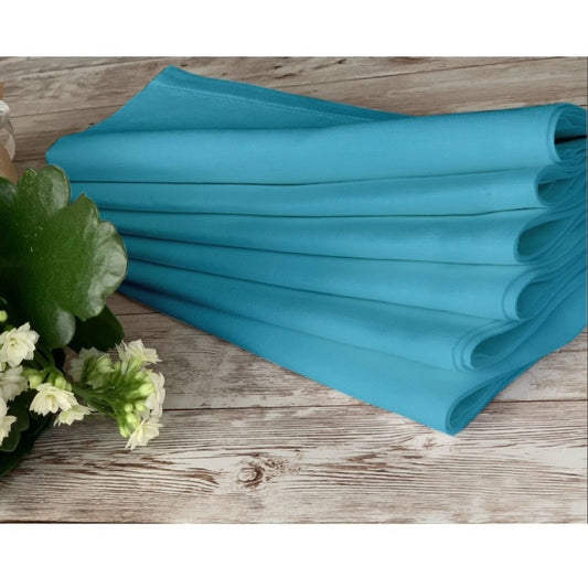 Roneclick Solid Cotton Napkins Sets (Turquoise Blue)