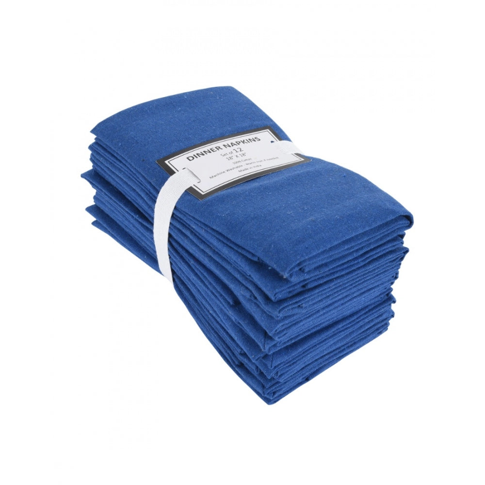 Roneclick Solid Cotton Napkins Sets (Royal Blue)