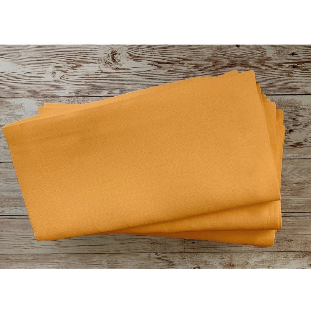 Roneclick Solid Cotton Napkins Sets (Dark Yellow)