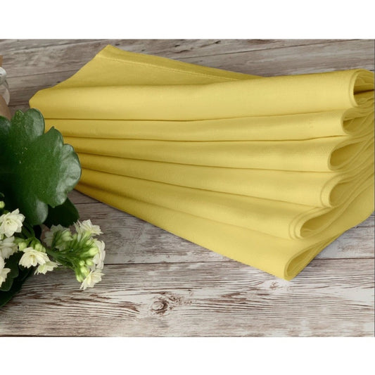 Roneclick Solid Cotton Napkins Sets (Yellow)