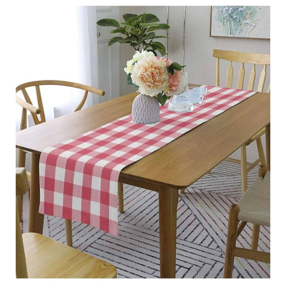 Generic Checkered Cotton Table Runners (Baby Pink)