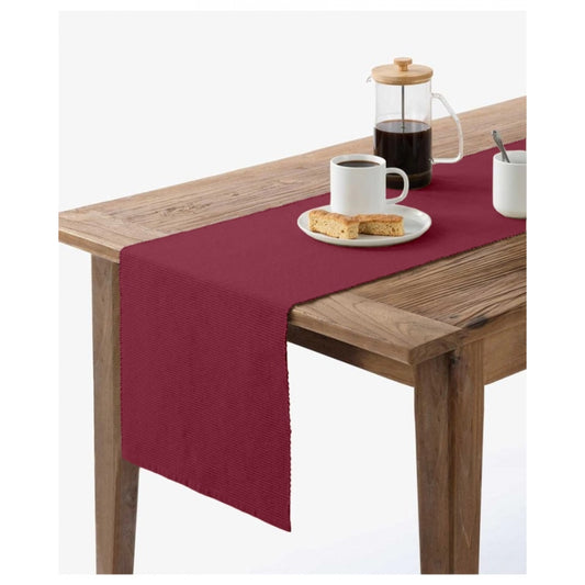 Roneclick Ribbed Cotton Table Runners (Maroon)