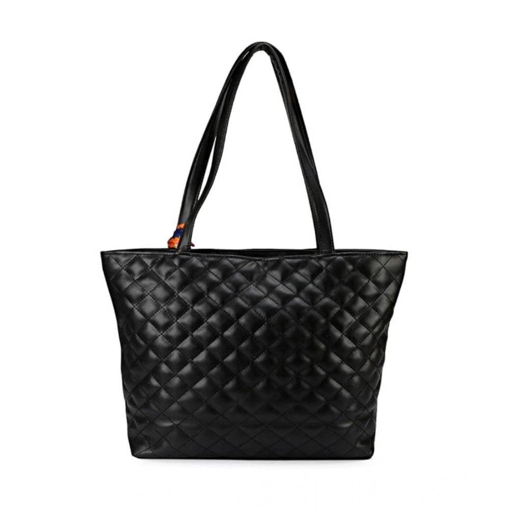 Generic Women's Polyurethane Textured  Shoulder Bag (Black)