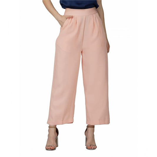 Roneclick Women's Casual Cotton Solid Pants (Pink)