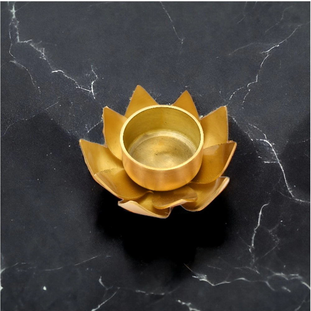 Roneclick Golden Lotus Tea Light Holder (Gold)