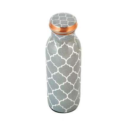 Roneclick Copper Block Printed Water Bottle 500Ml (Grey)