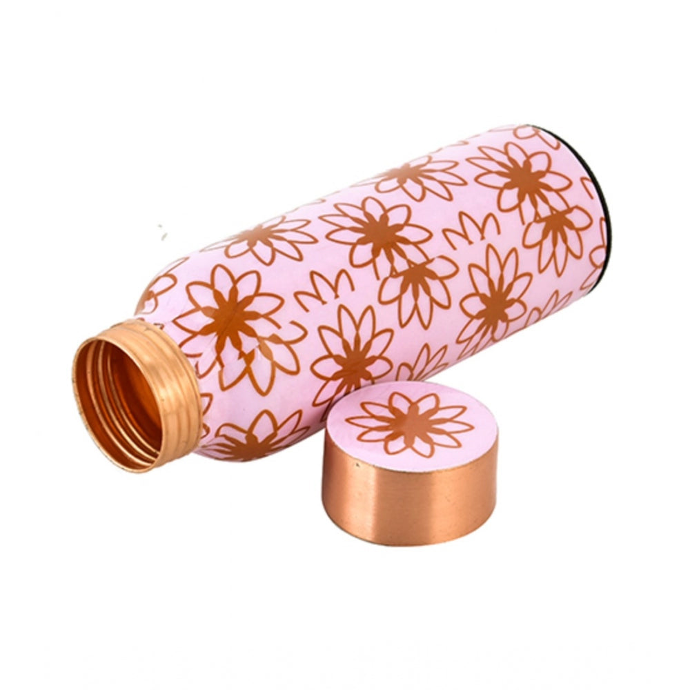 Roneclick Copper Aesthetic Pink Floral Water Bottle 500 Ml (Pink)