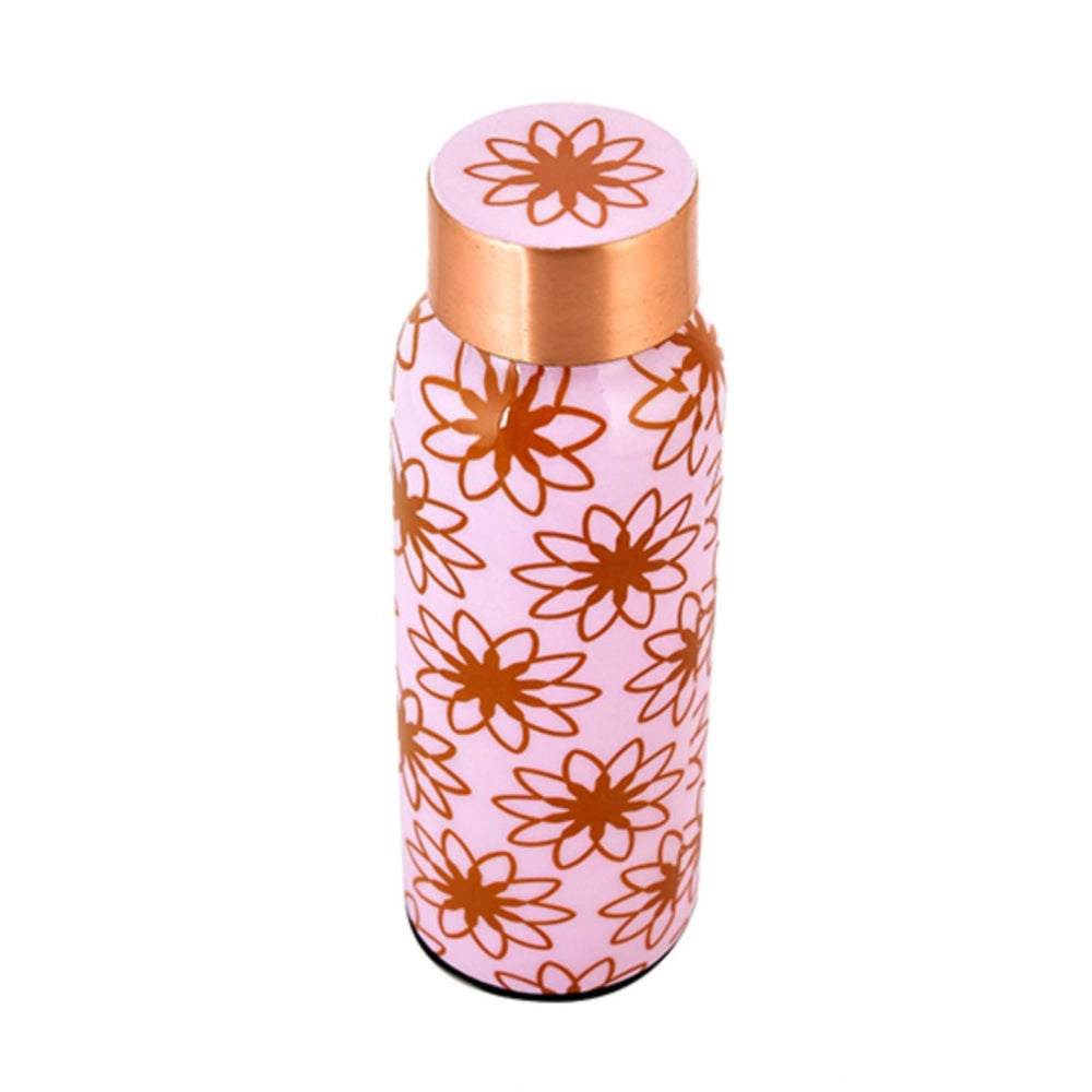 Roneclick Copper Aesthetic Pink Floral Water Bottle 500 Ml (Pink)