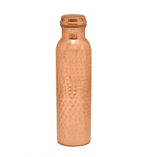 Roneclick Copper 1 Litre Water Bottle With Lacquer Hammered Design (Rose Gold)