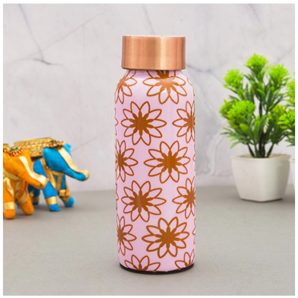 Roneclick Copper Aesthetic Pink Floral Water Bottle 500 Ml (Pink)