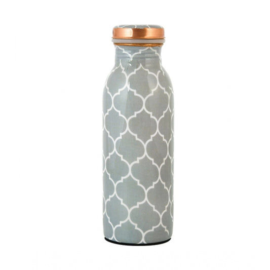 Roneclick Copper Block Printed Water Bottle 500Ml (Grey)