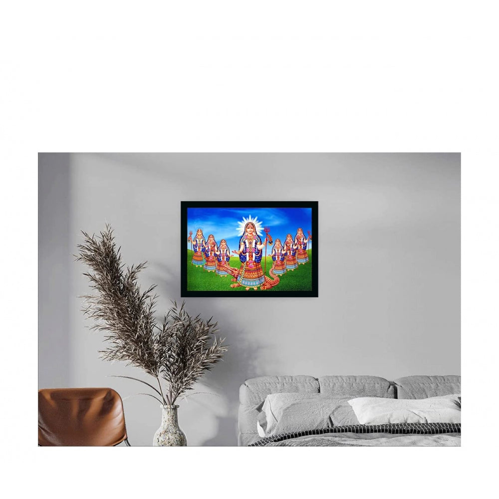 Generic Maa Khodal Painting with Synthetic Photo Frame (Multicolor)