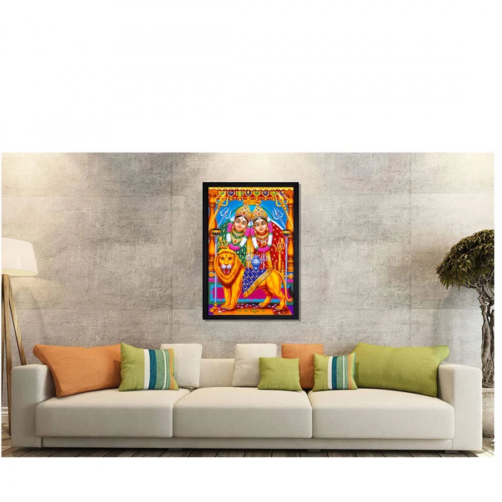 Generic Maa Chamunda Painting with Synthetic Photo Frame (Multicolor)