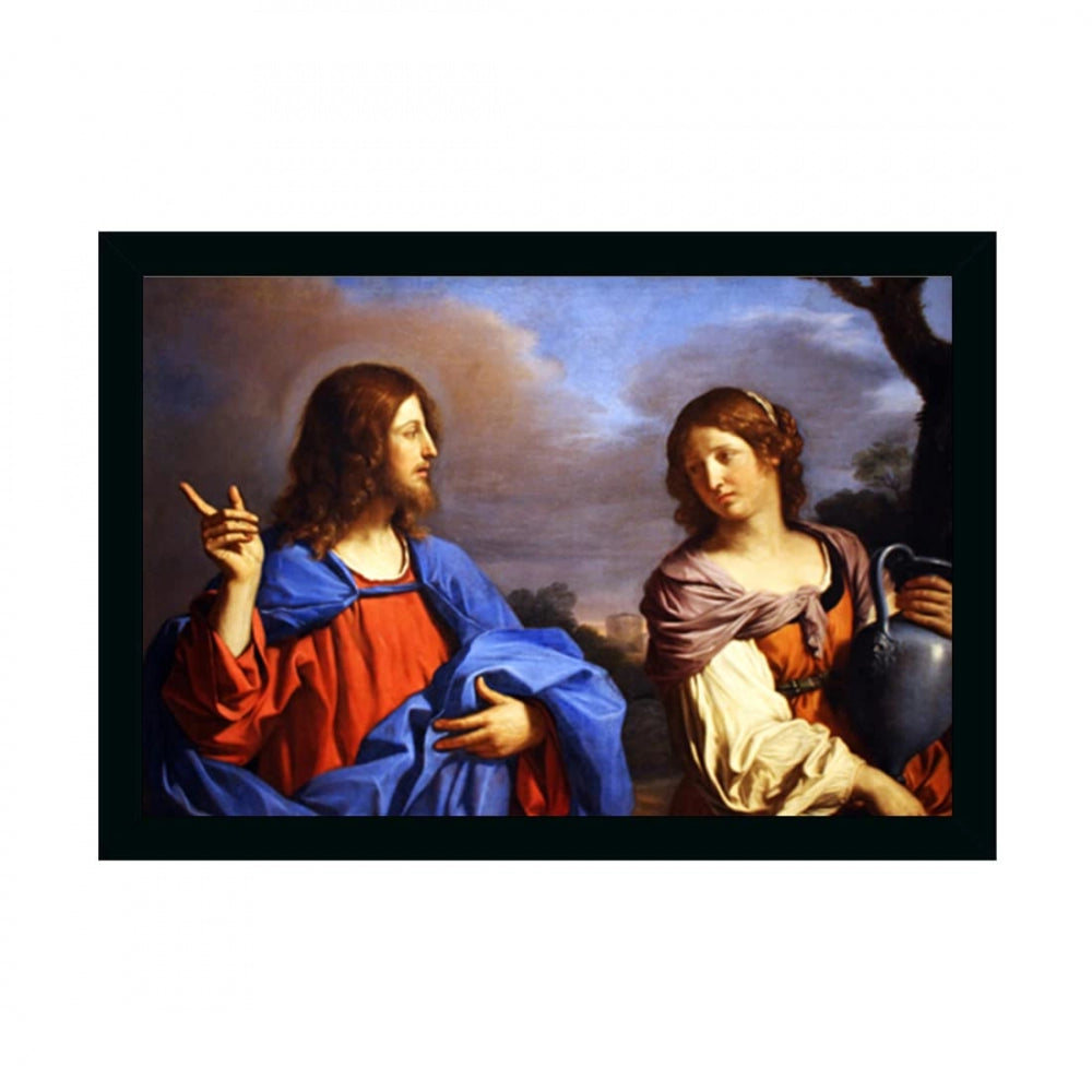 Generic Jesus Christ Painting with Synthetic Photo Frame (Multicolor)