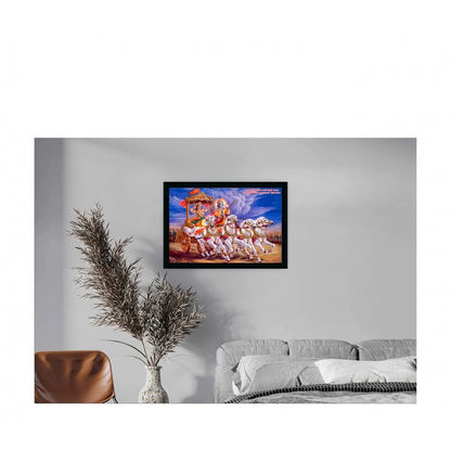 Generic Krishna Arjun Mahabharat Rath Painting with Synthetic Photo Frame (Multicolor)