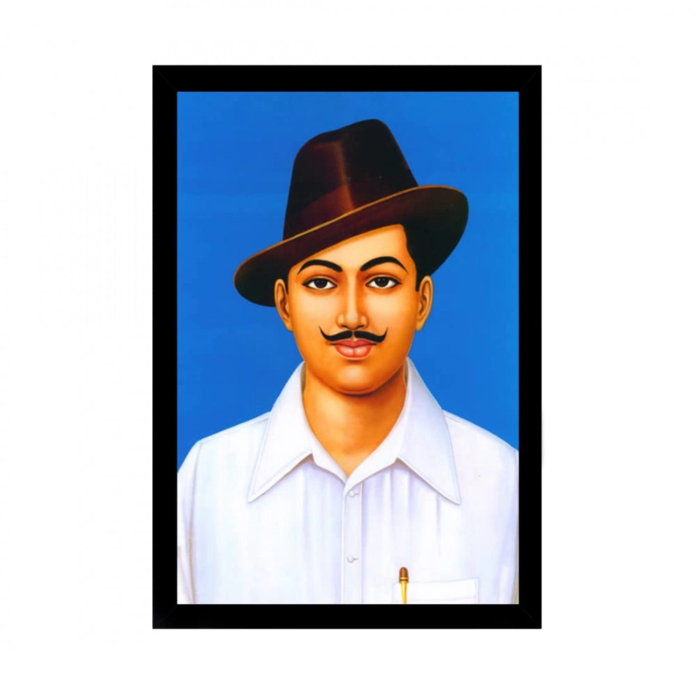 Generic Bhagat Singh Painting with Synthetic Photo Frame (Multicolor)