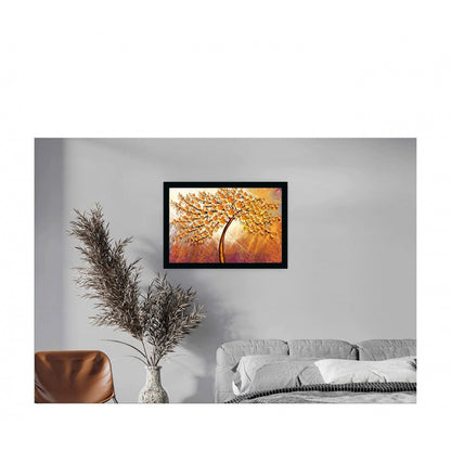 Generic Tree Painting Painting with Synthetic Photo Frame (Multicolor)