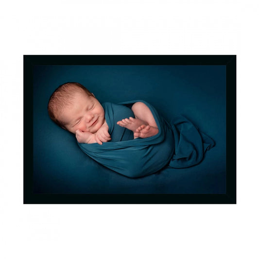 Generic Baby Photo Painting with Synthetic Photo Frame (Multicolor)