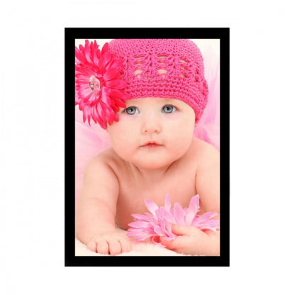 Generic Baby Photo Painting with Synthetic Photo Frame (Multicolor)