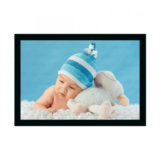 Generic Baby Photo Painting with Synthetic Photo Frame (Multicolor)