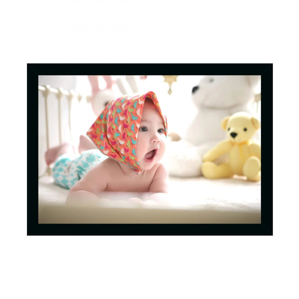 Generic Baby Photo Painting with Synthetic Photo Frame (Multicolor)