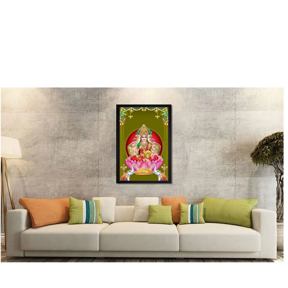 Generic Maa Laxmi Ji Painting with Synthetic Photo Frame (Multicolor)