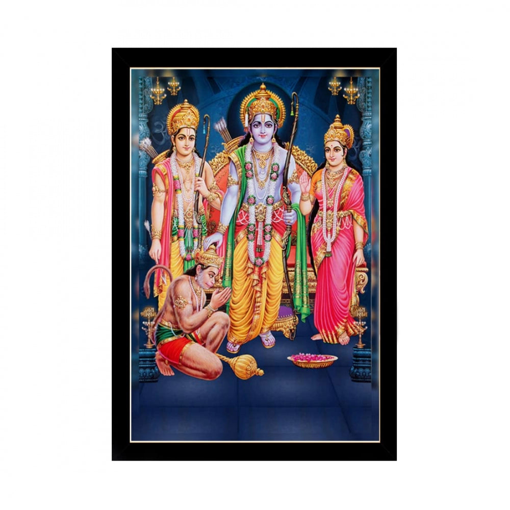 Generic Shree Ram Painting with Synthetic Photo Frame (Multicolor)