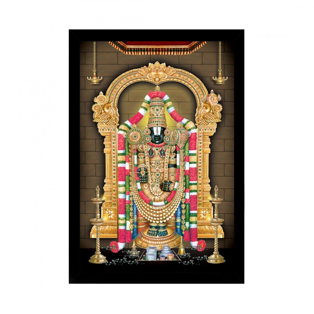 Generic Tirupati Balaji Painting with Synthetic Photo Frame (Multicolor)