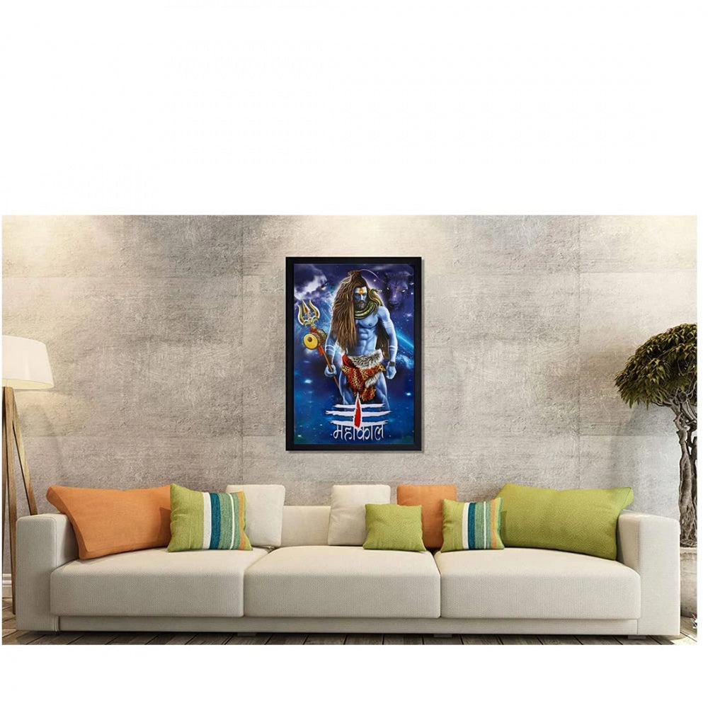 Generic Mahakal Painting with Synthetic Photo Frame (Multicolor)