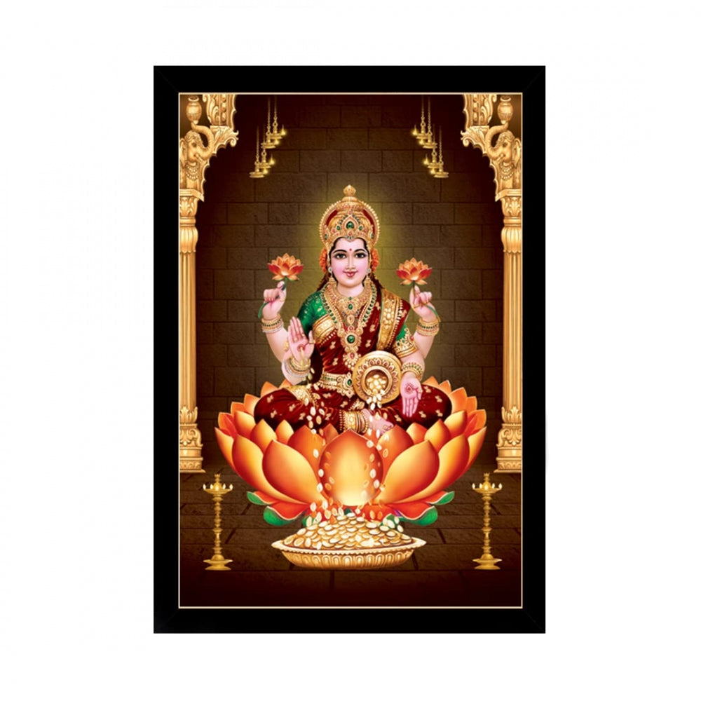 Generic Maa Laxmi Painting with Synthetic Photo Frame (Multicolor)