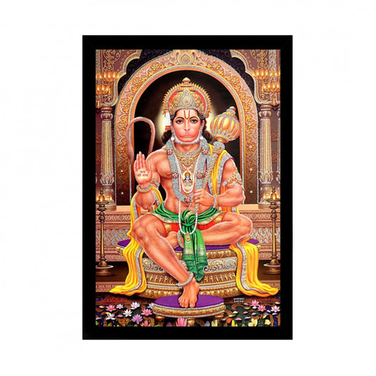 Generic Lord Hanuman Ji Painting with Synthetic Photo Frame (Multicolor)