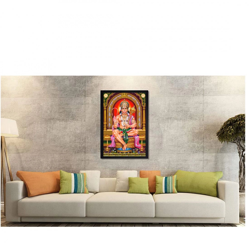 Generic Lord Hanuman Ji Painting with Synthetic Photo Frame (Multicolor)