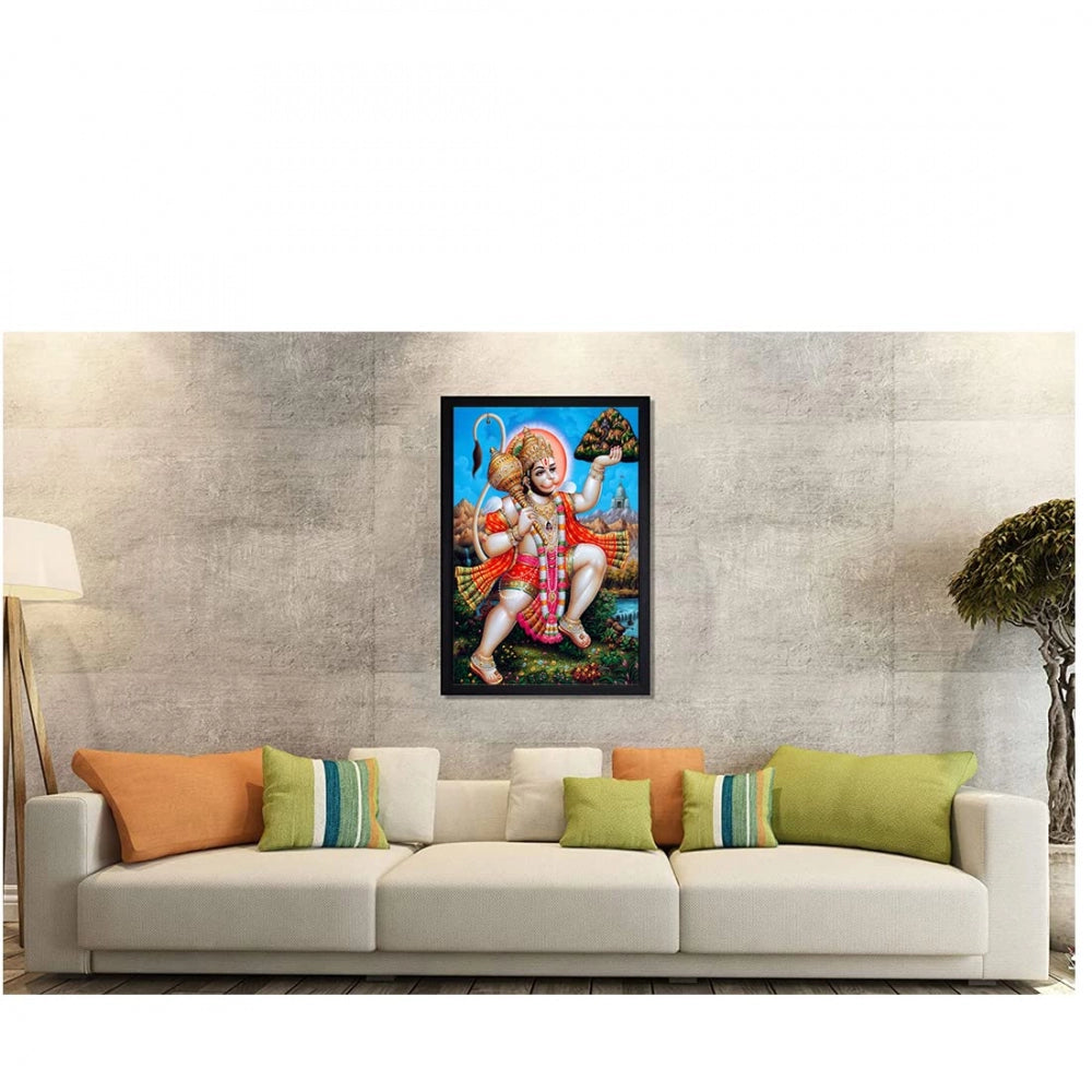 Generic Lord Hanuman Ji Painting with Synthetic Photo Frame (Multicolor)