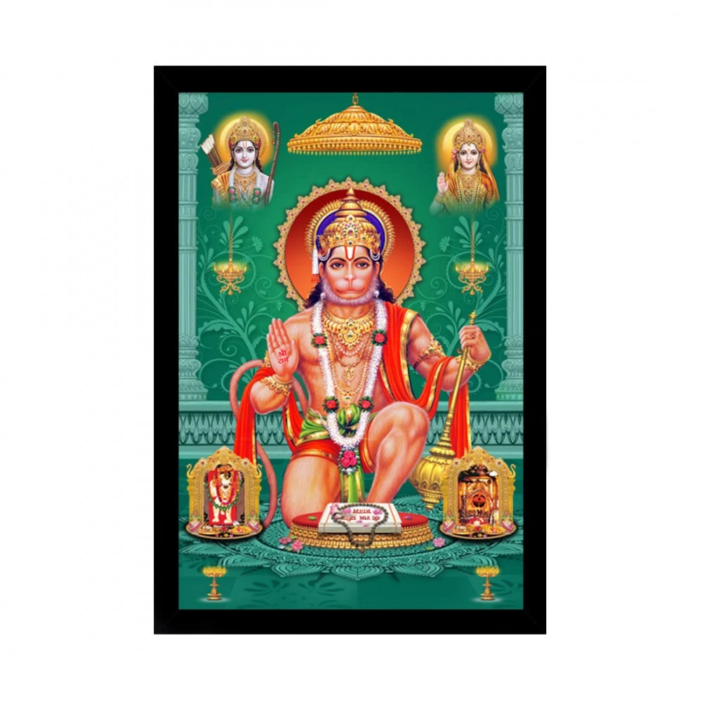 Generic Lord Hanuman Ji Painting with Synthetic Photo Frame (Multicolor)