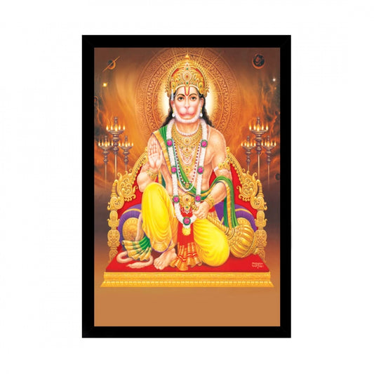 Generic Lord Hanuman Ji Painting with Synthetic Photo Frame (Multicolor)