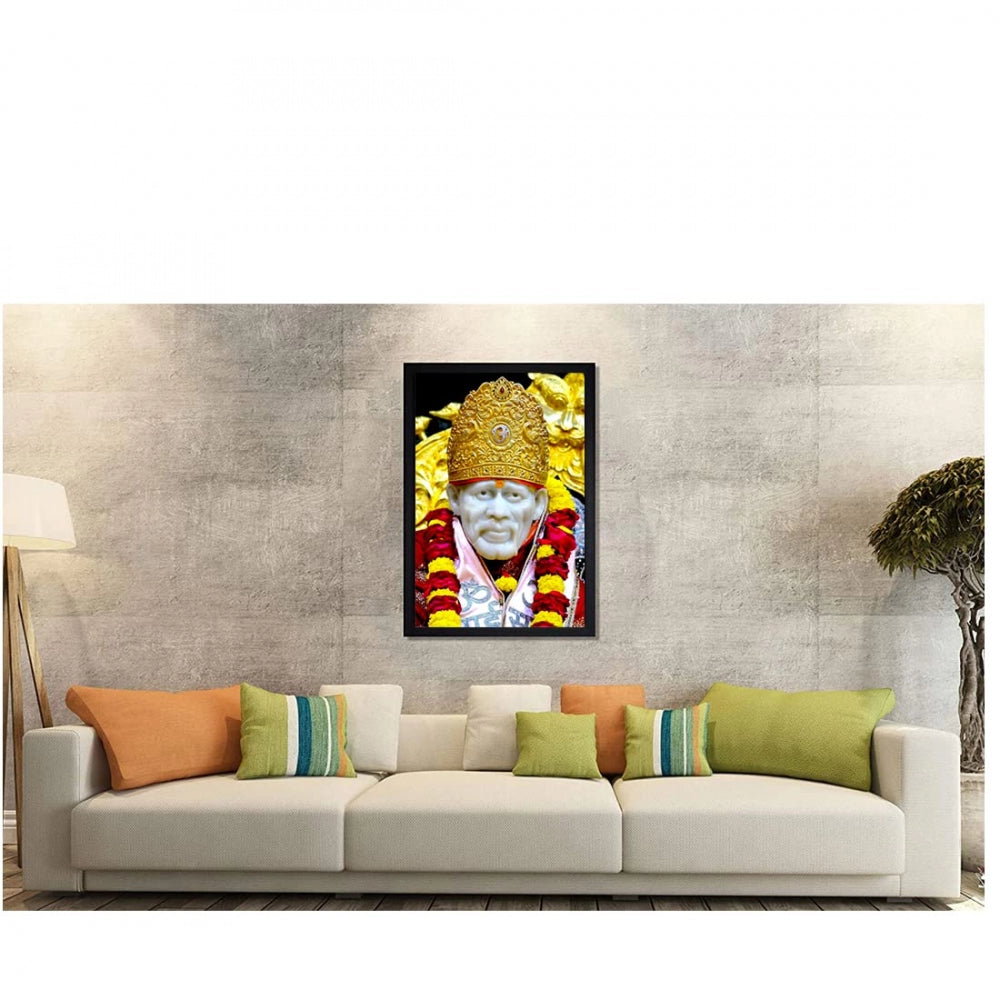 Generic Saibaba Painting with Synthetic Photo Frame (Multicolor)